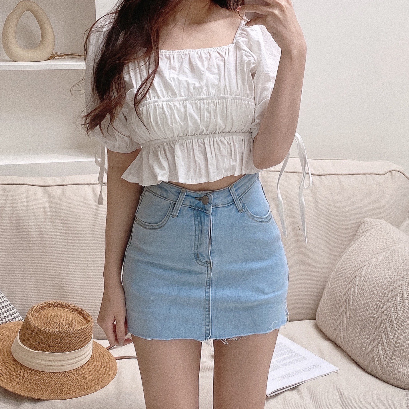彈力百搭牛仔短裙/三色