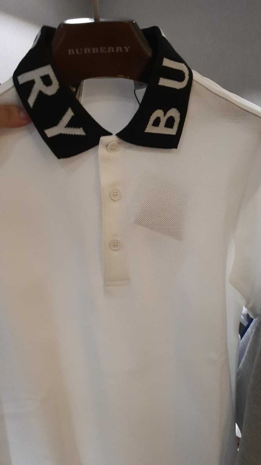 [E] BURBERRY POLO TEE WITH NECK LOGO,WHITE, 80135021005 (EB109)
