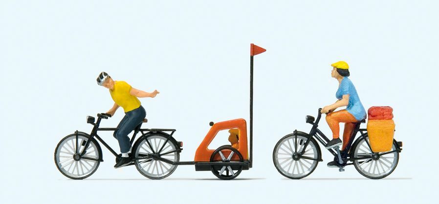 Preiser 10636 HO scale, Family on a bike trip