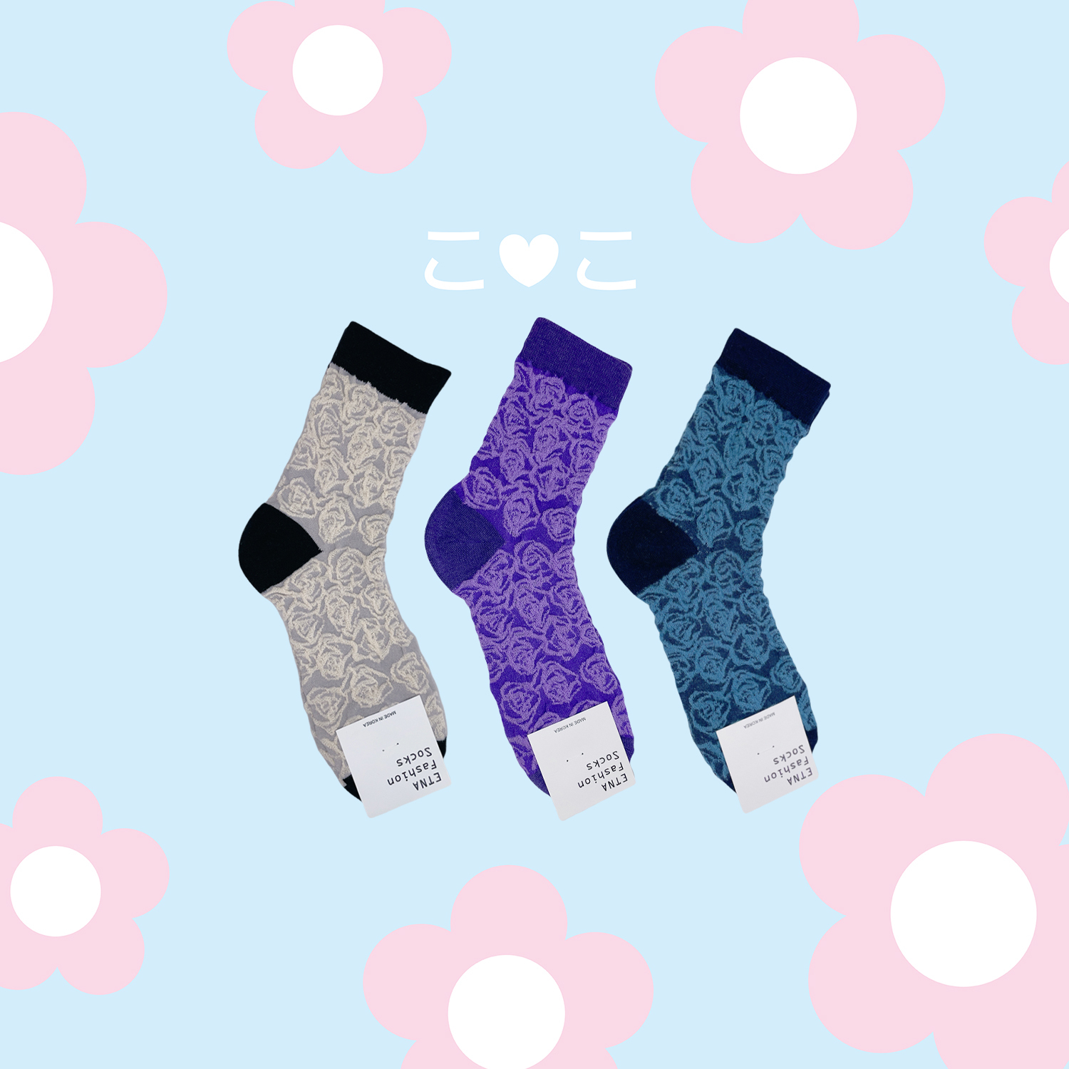 正韓玫瑰滿版泡泡襪子