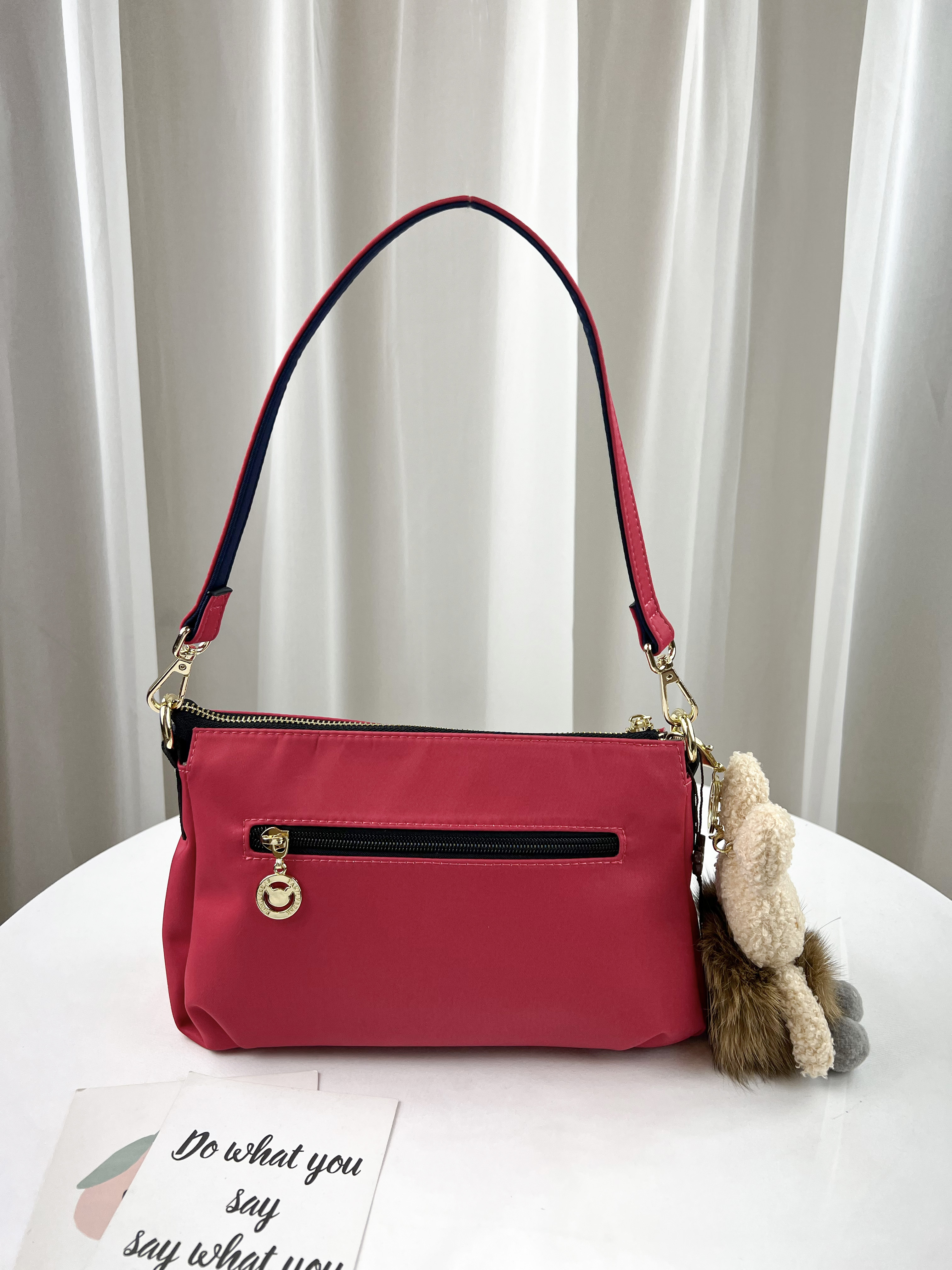 FamilyBear 藍配橘紅拼色 防潑水肩背包 / 側背包  #1921