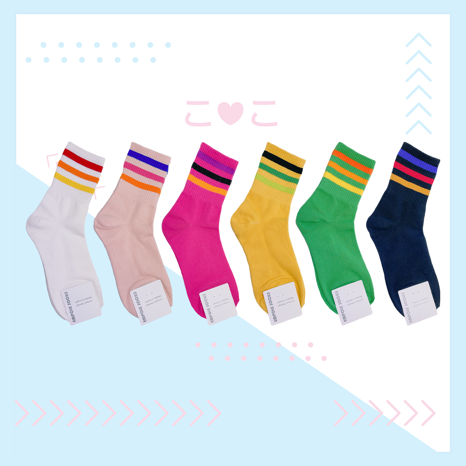 正韓撞色三線運動休閒襪子