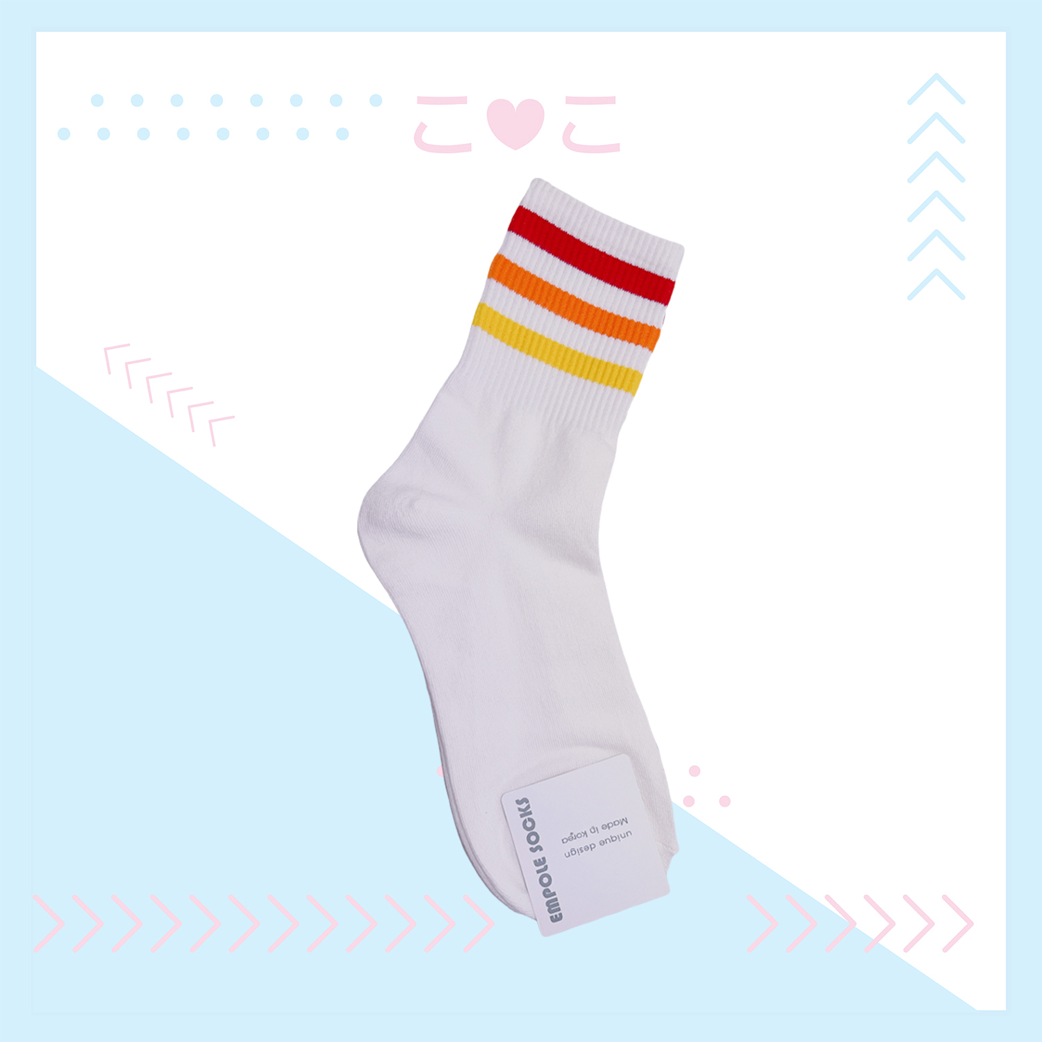 正韓撞色三線運動休閒襪子