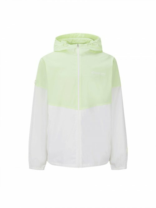 Discovery 輕量 男 連帽 臂徽章 風衣 外套 萊姆綠 DMWJ61023-LAL