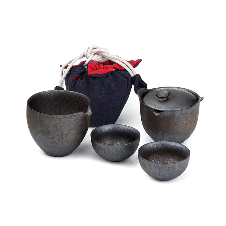 黑鐵釉四件式旅行組