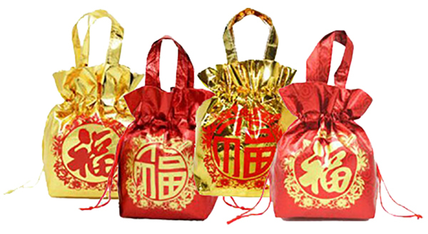 現貨區 無紡布腹膜袋紅色金色束口福袋(混款) D002