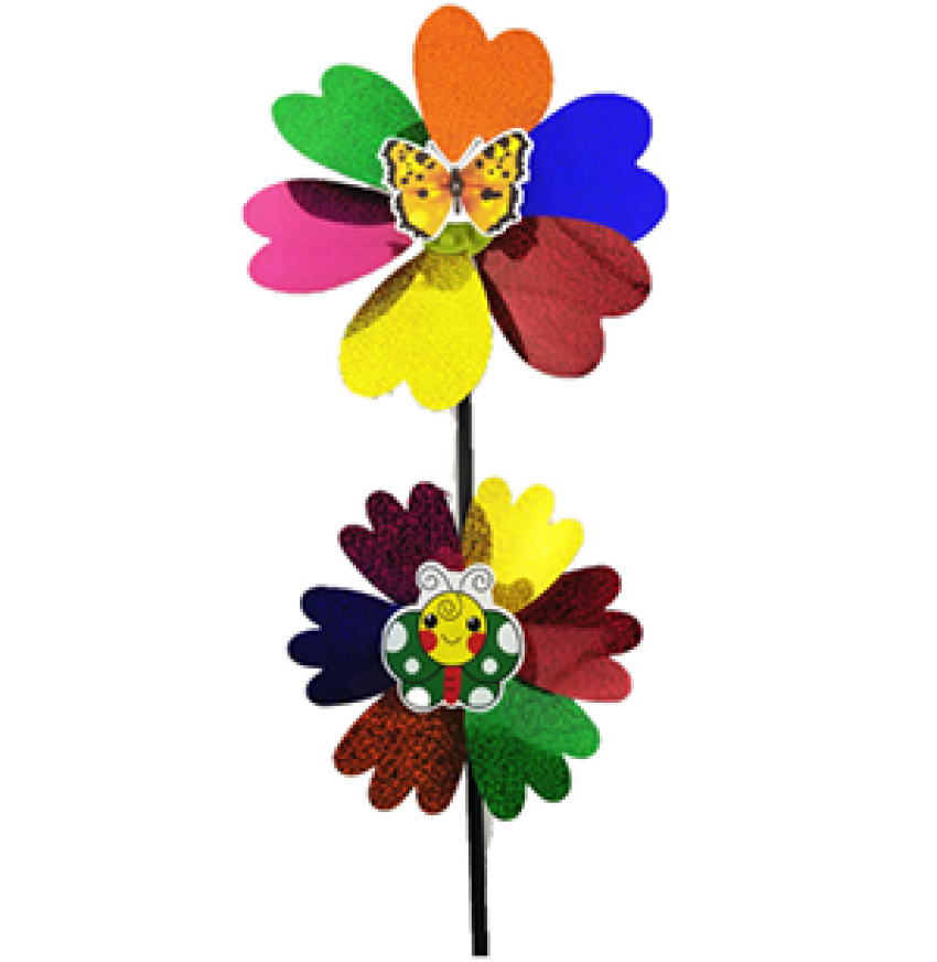 七彩雙輪亮片卡通風車 625