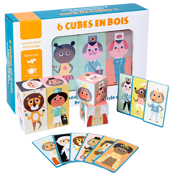 現貨區 木質6粒六面畫百變人物拼圖 MC-046