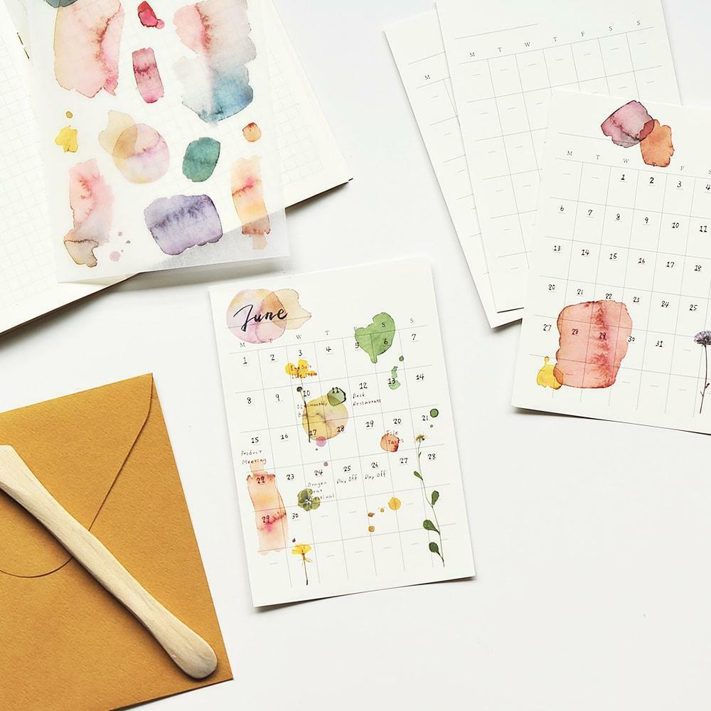 【Print-On Stickers】水彩紅-手帳轉印貼