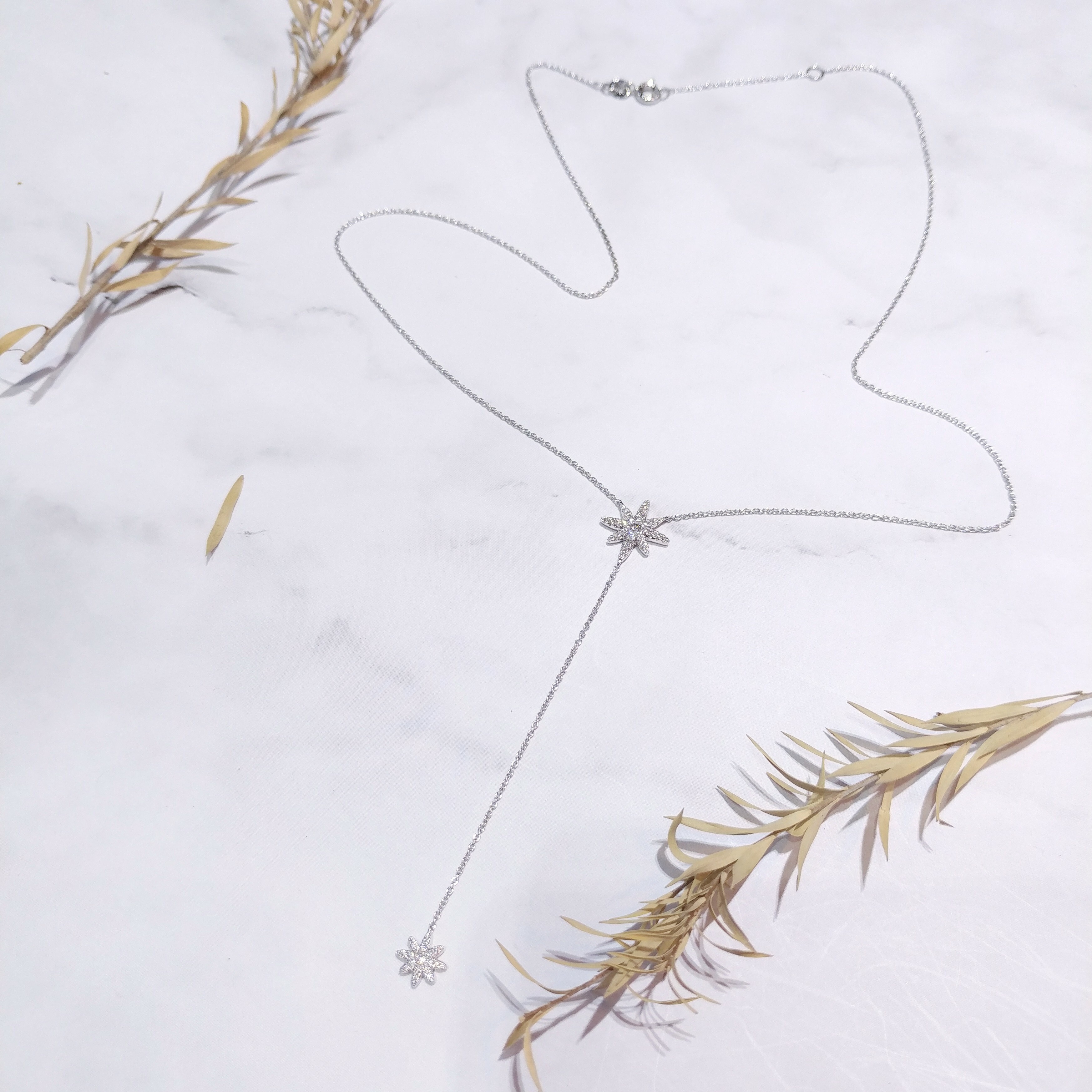 全新18K白金20份鑽石頸鍊