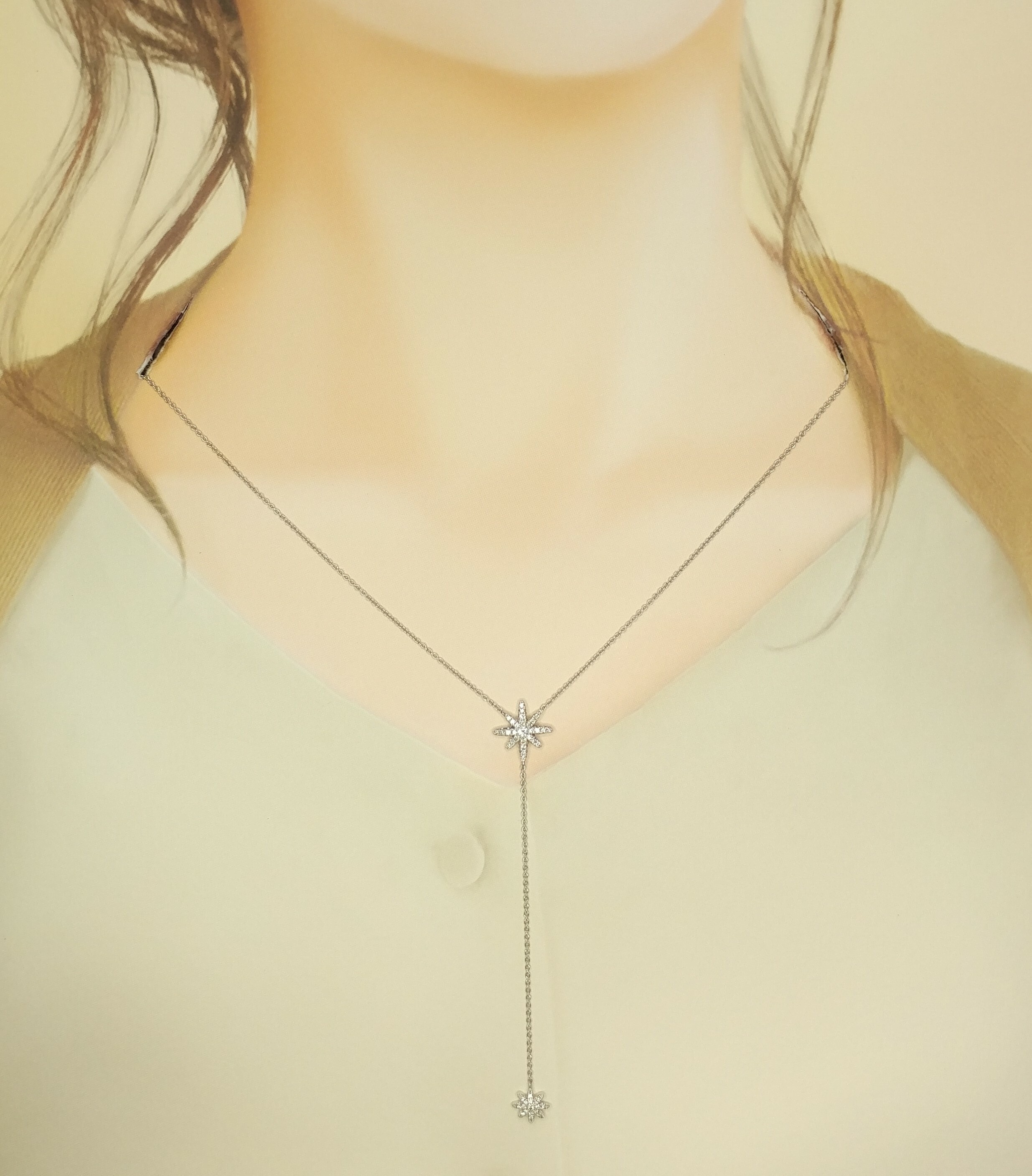 全新18K白金20份鑽石頸鍊