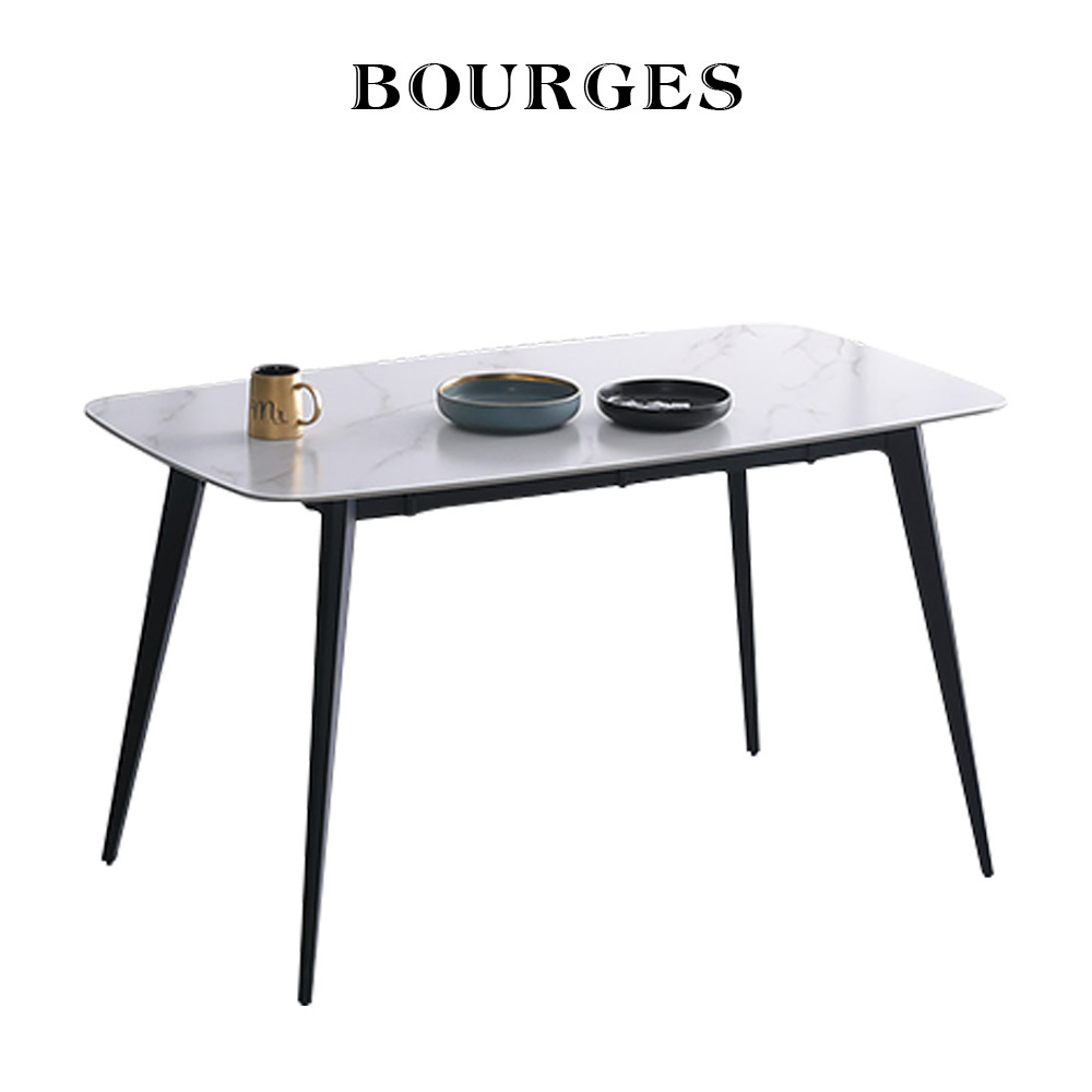 布爾日白色岩板餐桌
