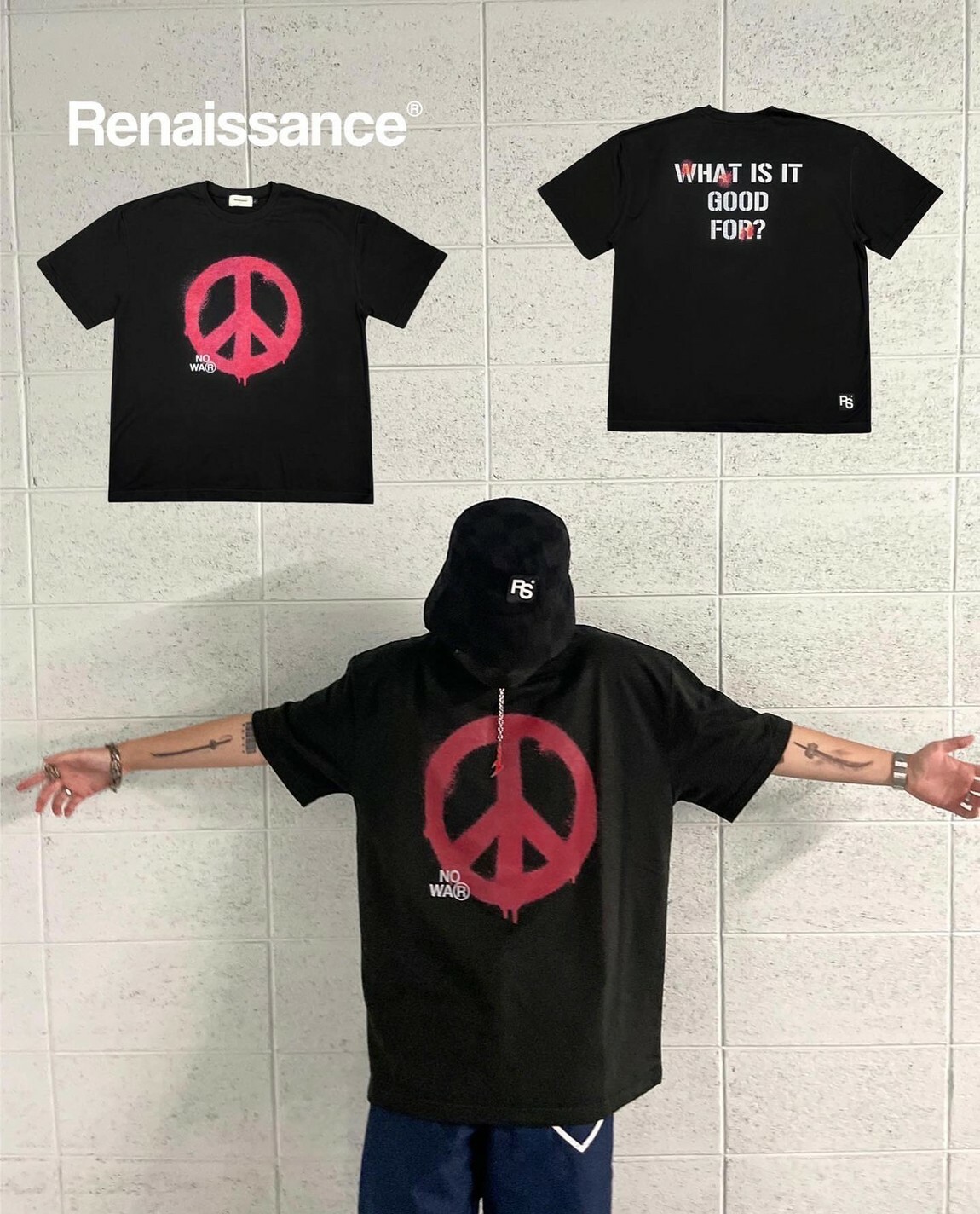 RENAISSANCE 反戰 黑紅標語 短袖 T “  WORLD PEACE TEE “