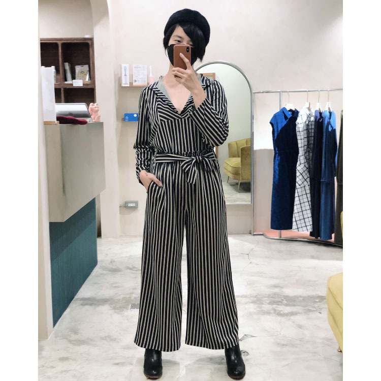 想像之間條紋綁帶長褲-爵士曲