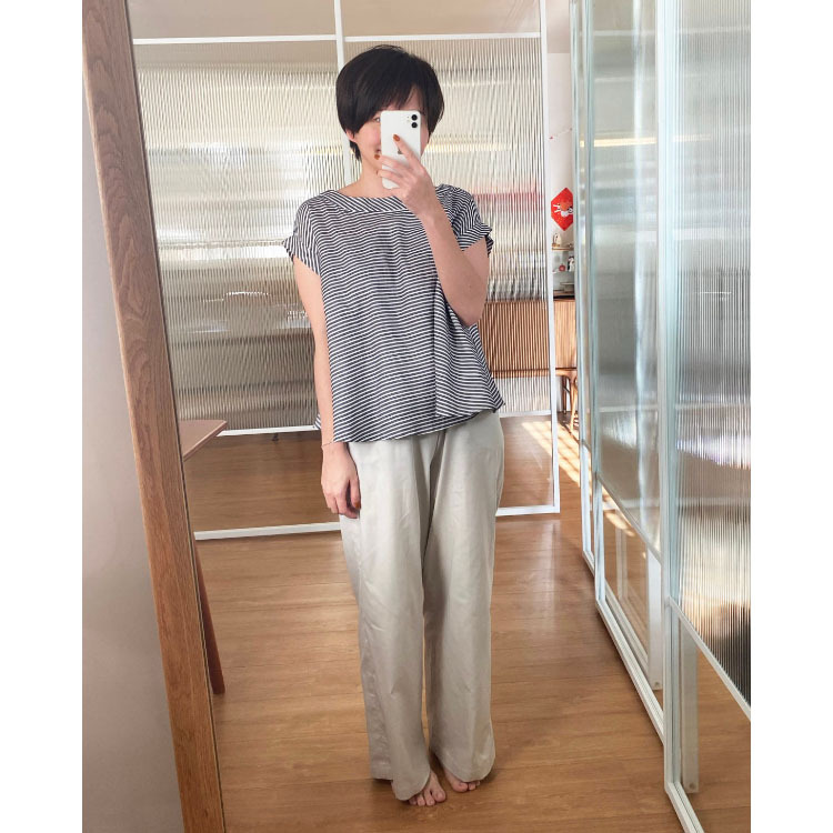 春日跳格子傘裝簡約上衣-春影