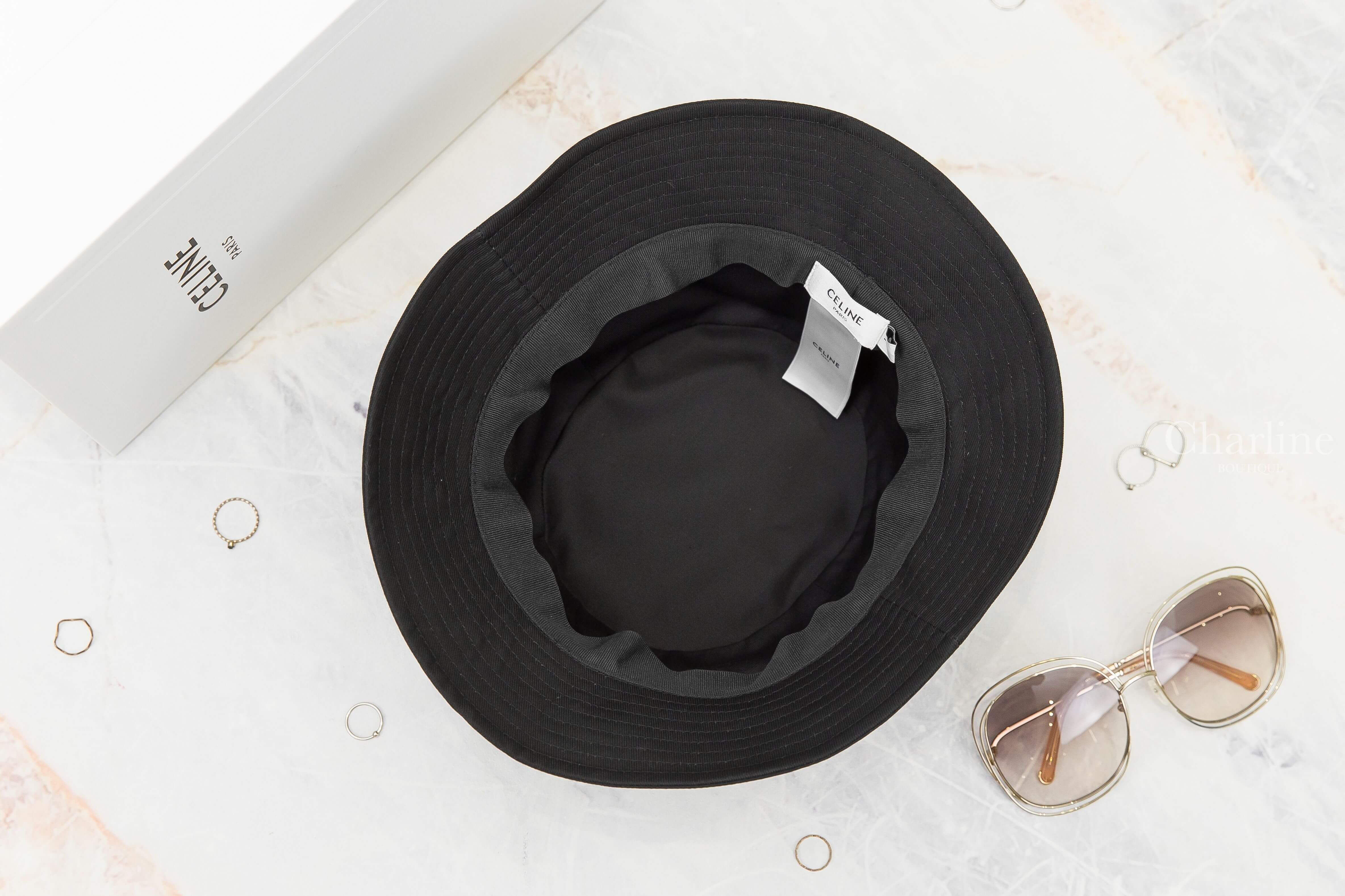 Celine Celine Bucket Hat In Gabardine Cotton 黑色白字印花棉質漁夫帽-Charline Boutique 精品代購