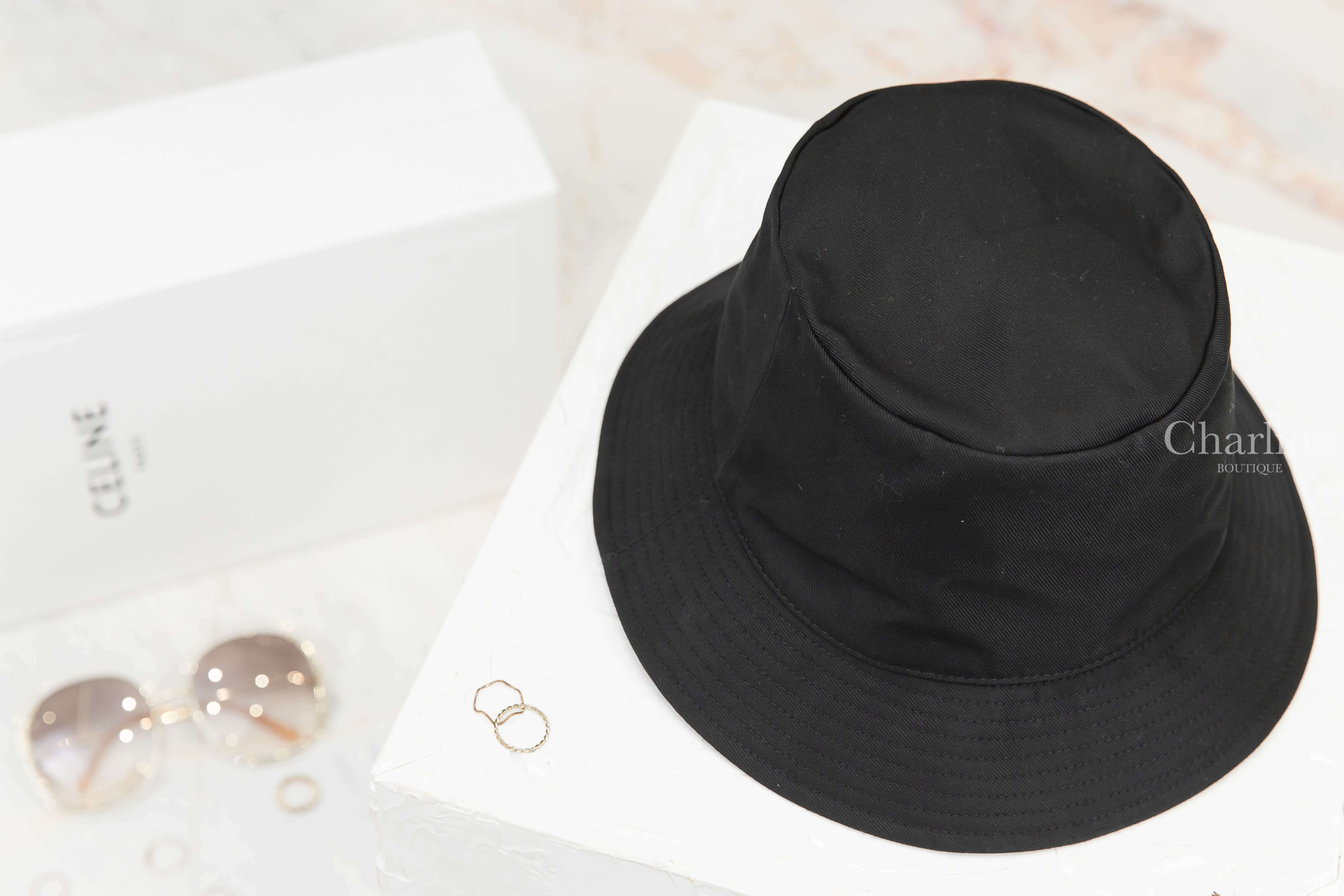 Celine Celine Bucket Hat In Gabardine Cotton 黑色白字印花棉質漁夫帽-Charline Boutique 精品代購