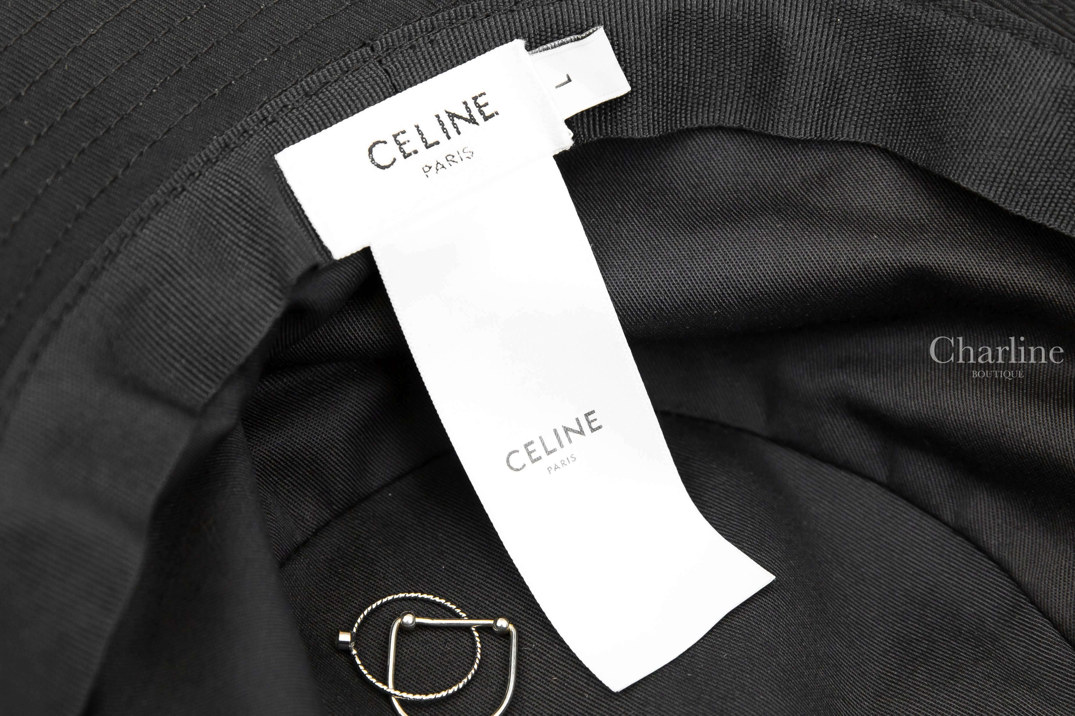 Celine Celine Bucket Hat In Gabardine Cotton 黑色白字印花棉質漁夫帽-Charline Boutique 精品代購