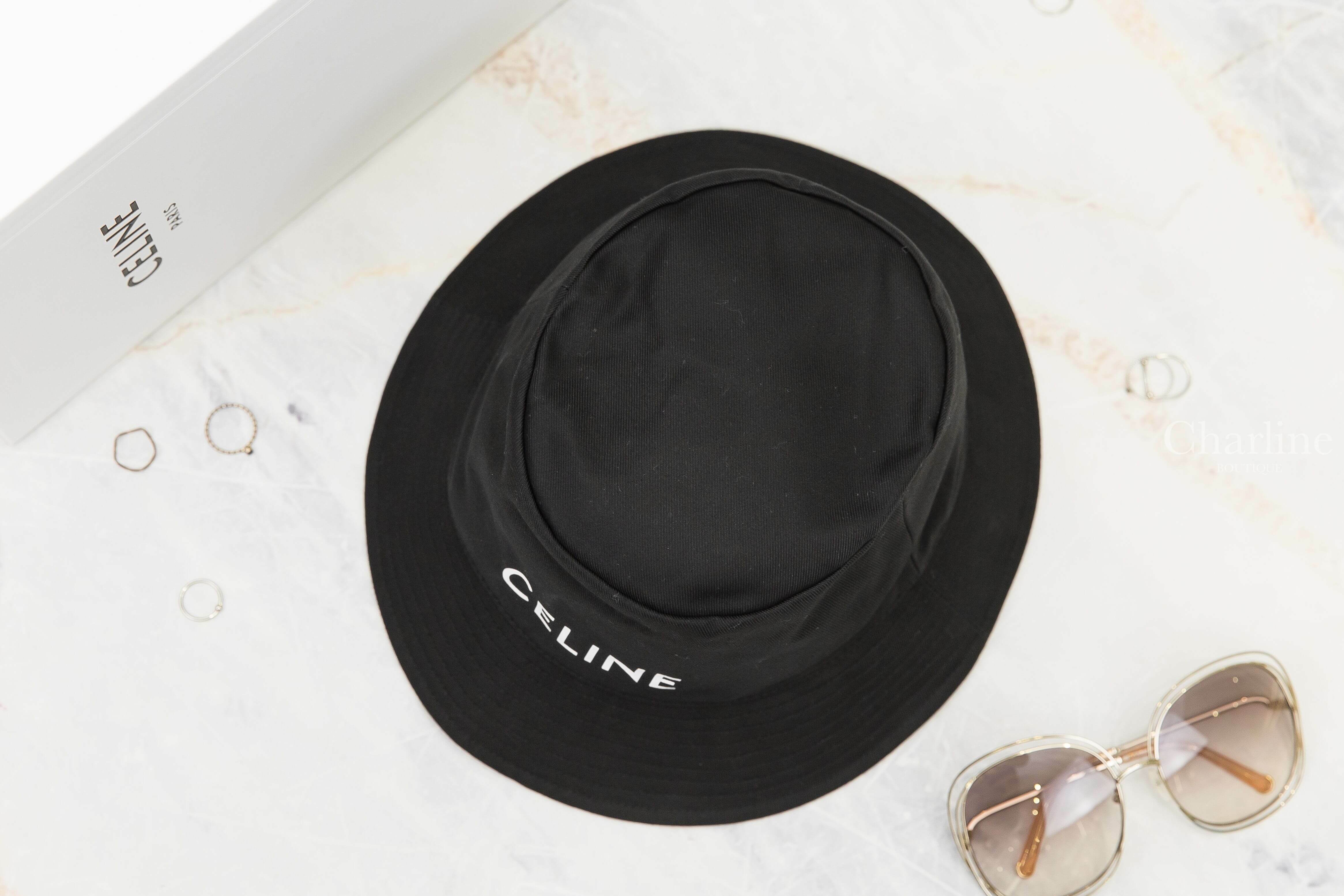 Celine Celine Bucket Hat In Gabardine Cotton 黑色白字印花棉質漁夫帽-Charline Boutique 精品代購