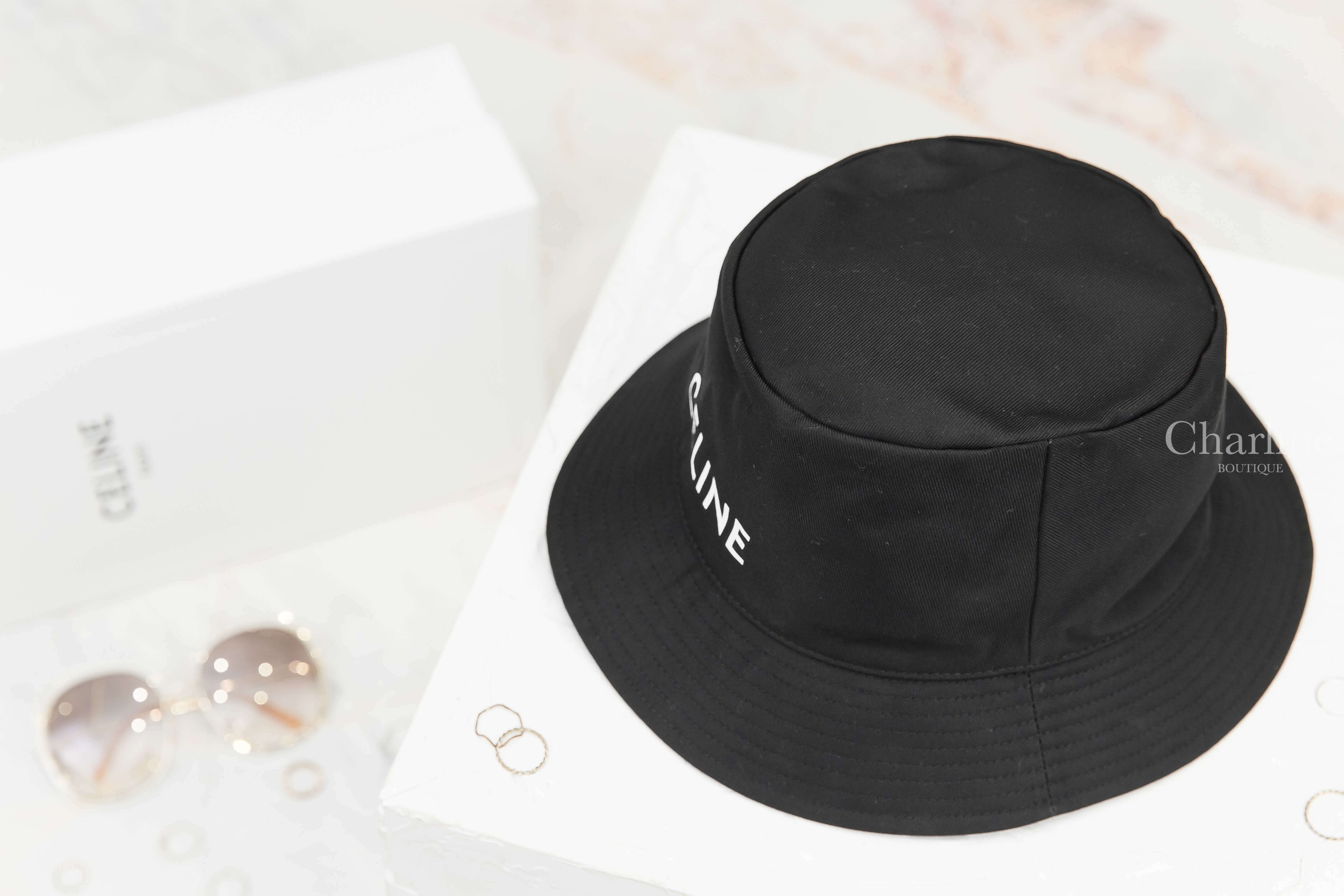 Celine Celine Bucket Hat In Gabardine Cotton 黑色白字印花棉質漁夫帽-Charline Boutique 精品代購