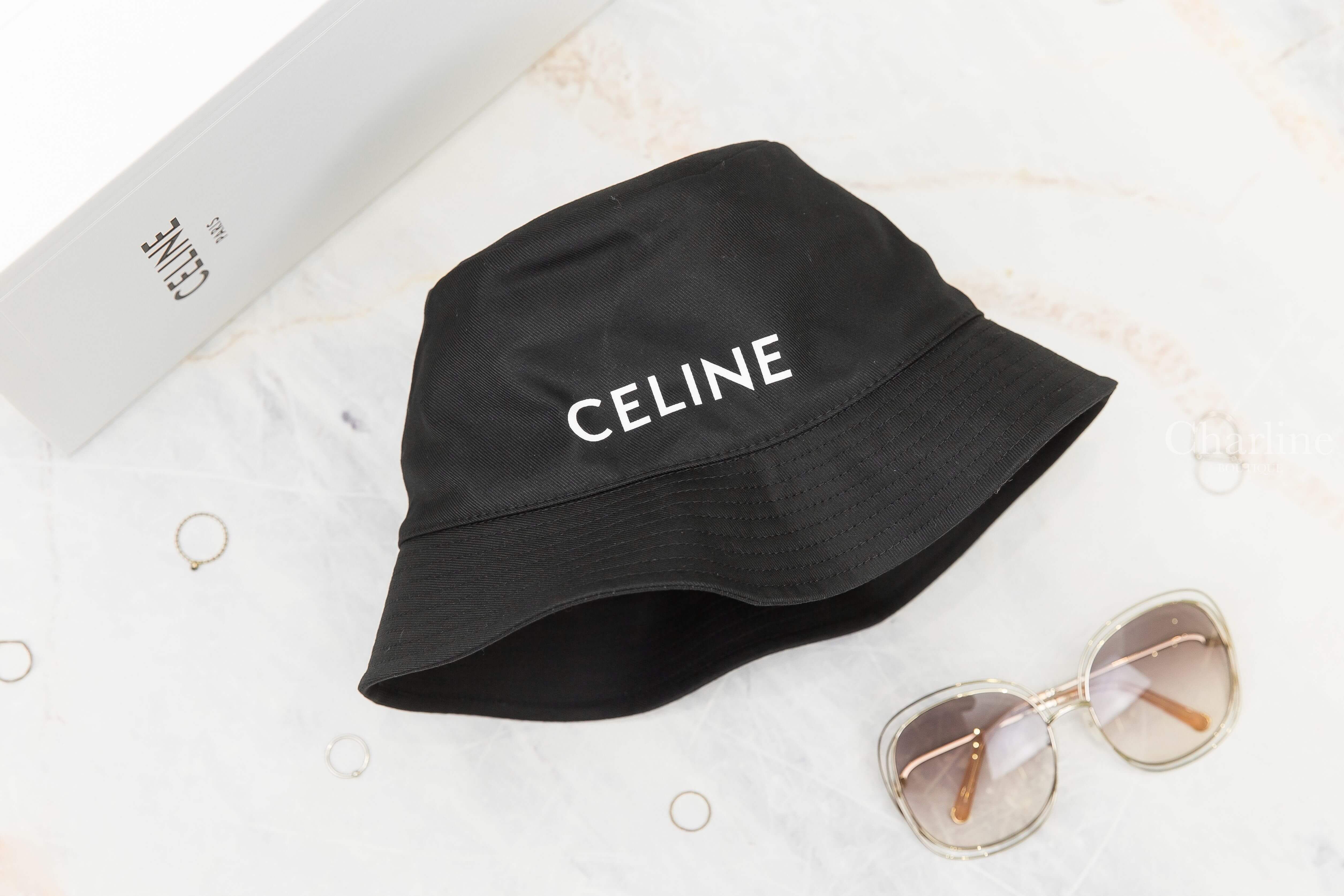 Celine Celine Bucket Hat In Gabardine Cotton 黑色白字印花棉質漁夫帽-Charline Boutique 精品代購