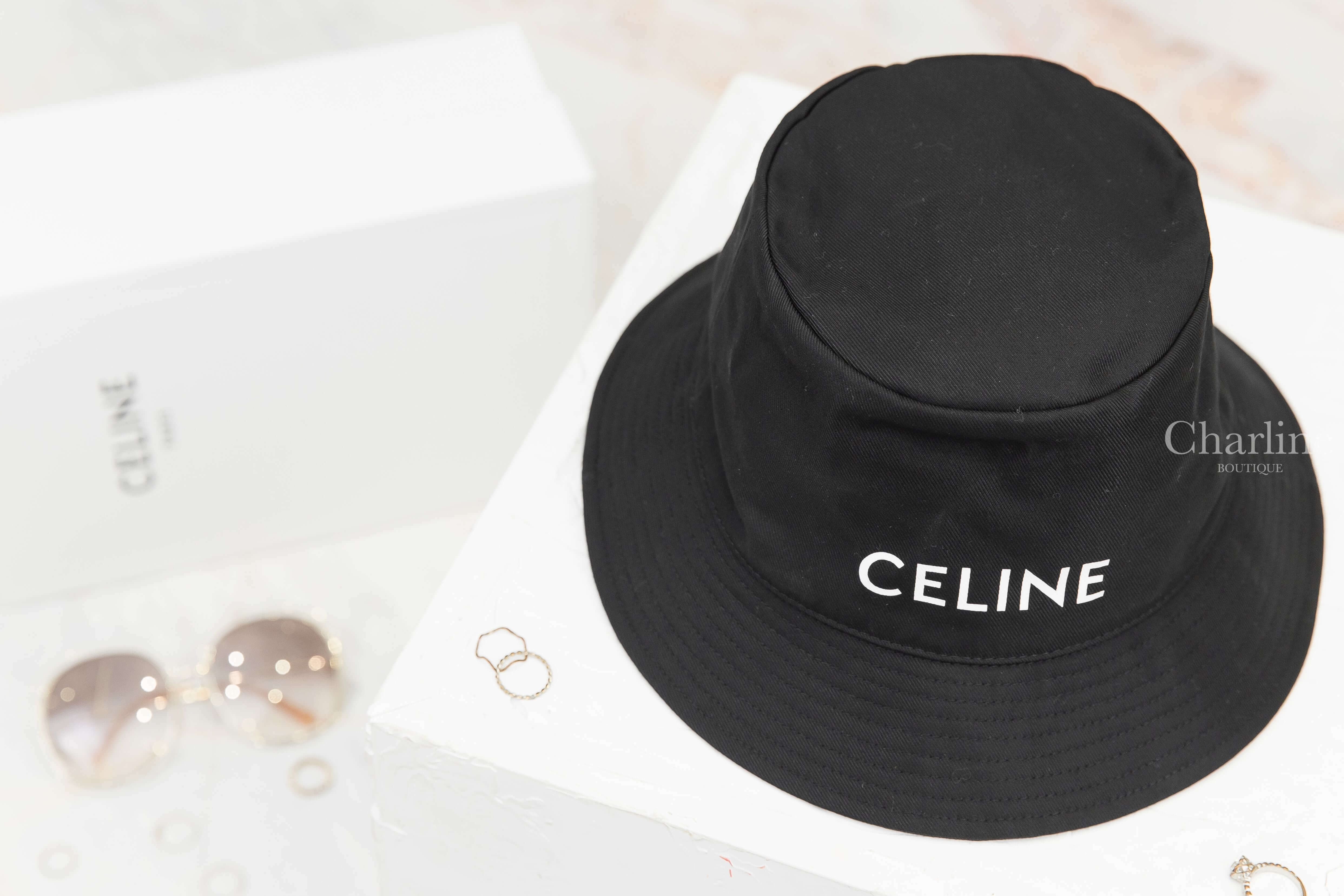 Celine Celine Bucket Hat In Gabardine Cotton 黑色白字印花棉質漁夫帽-Charline Boutique 精品代購