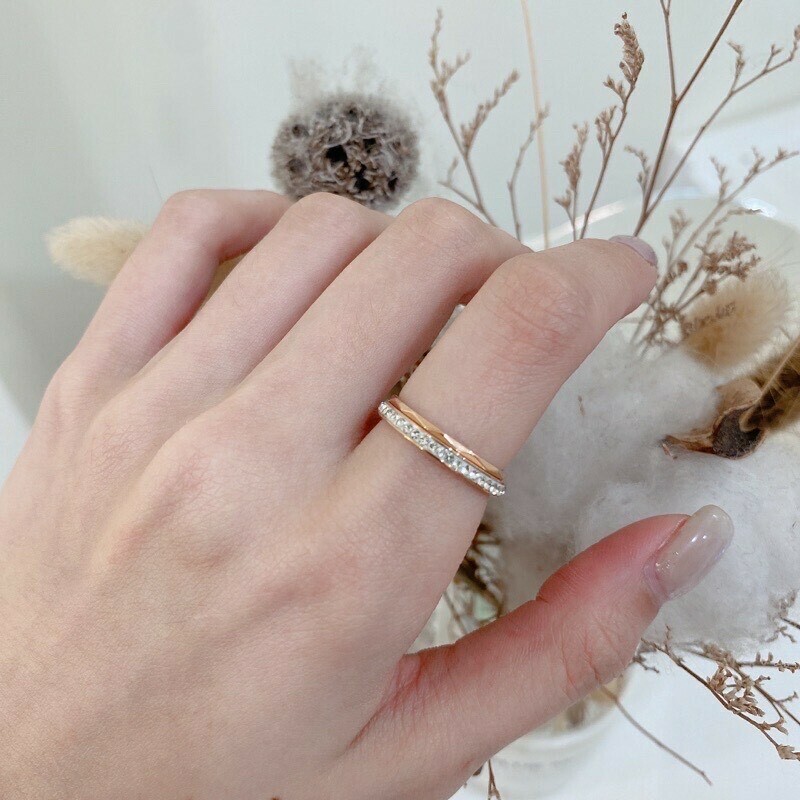 【全鋼】 雙層滿鑽線戒