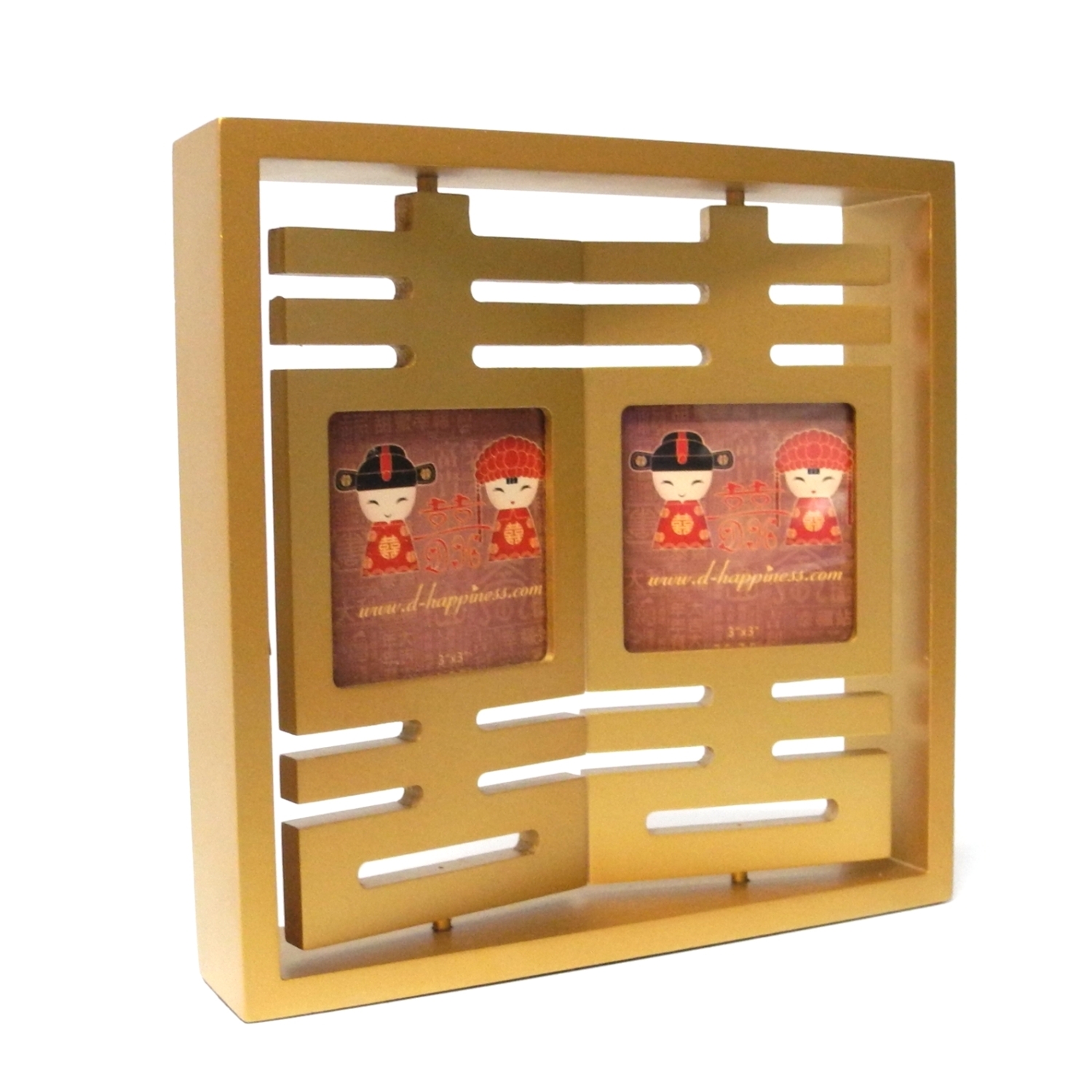 D-HAPPINESS double happiness revolving wood frame 3x3