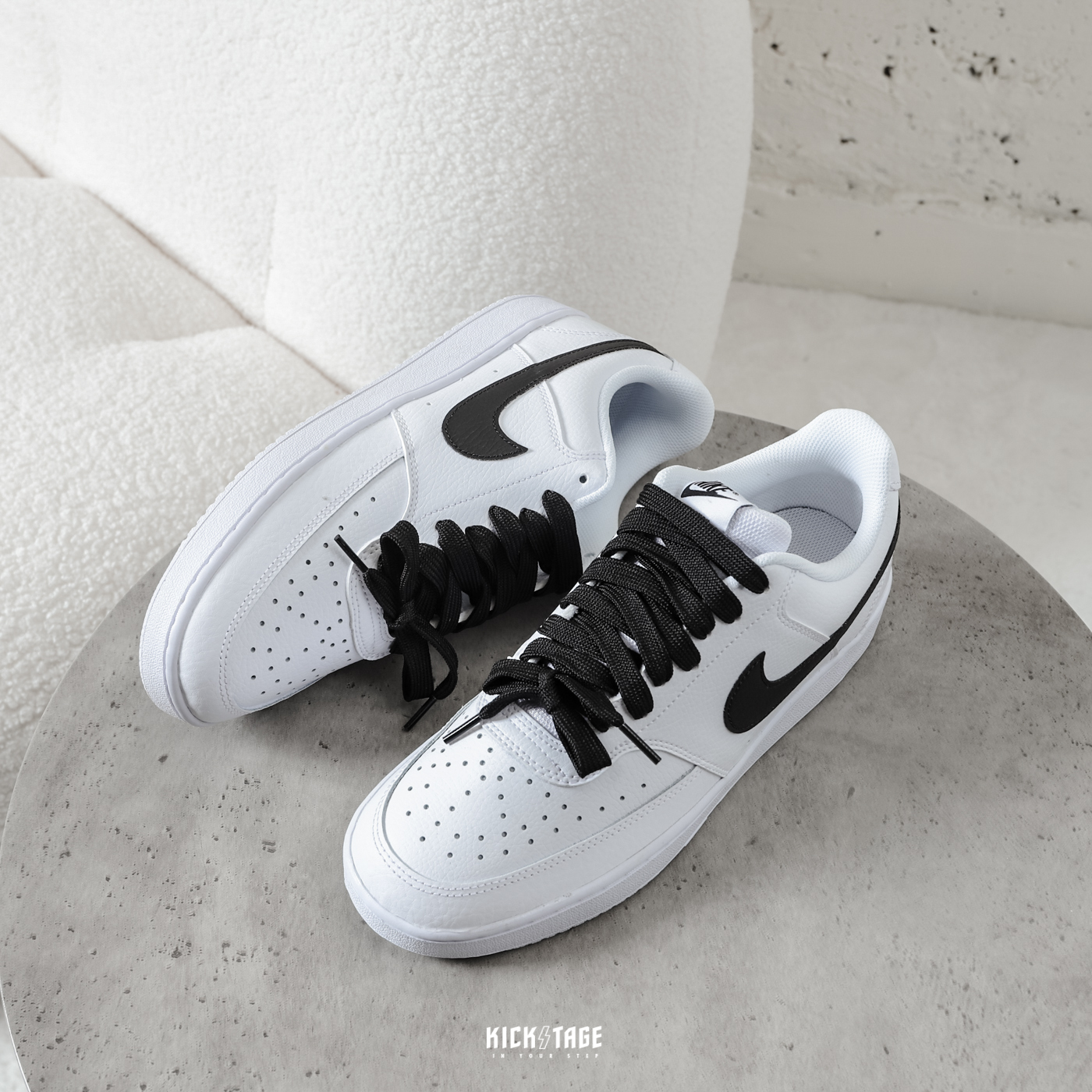 男女鞋 NIKE COURT VISION LOW 白黑 黑勾 經典 復古 皮革 環保理念 小GD 休閒鞋 環保底【DH2987-101】全白底【CD5463-101】
