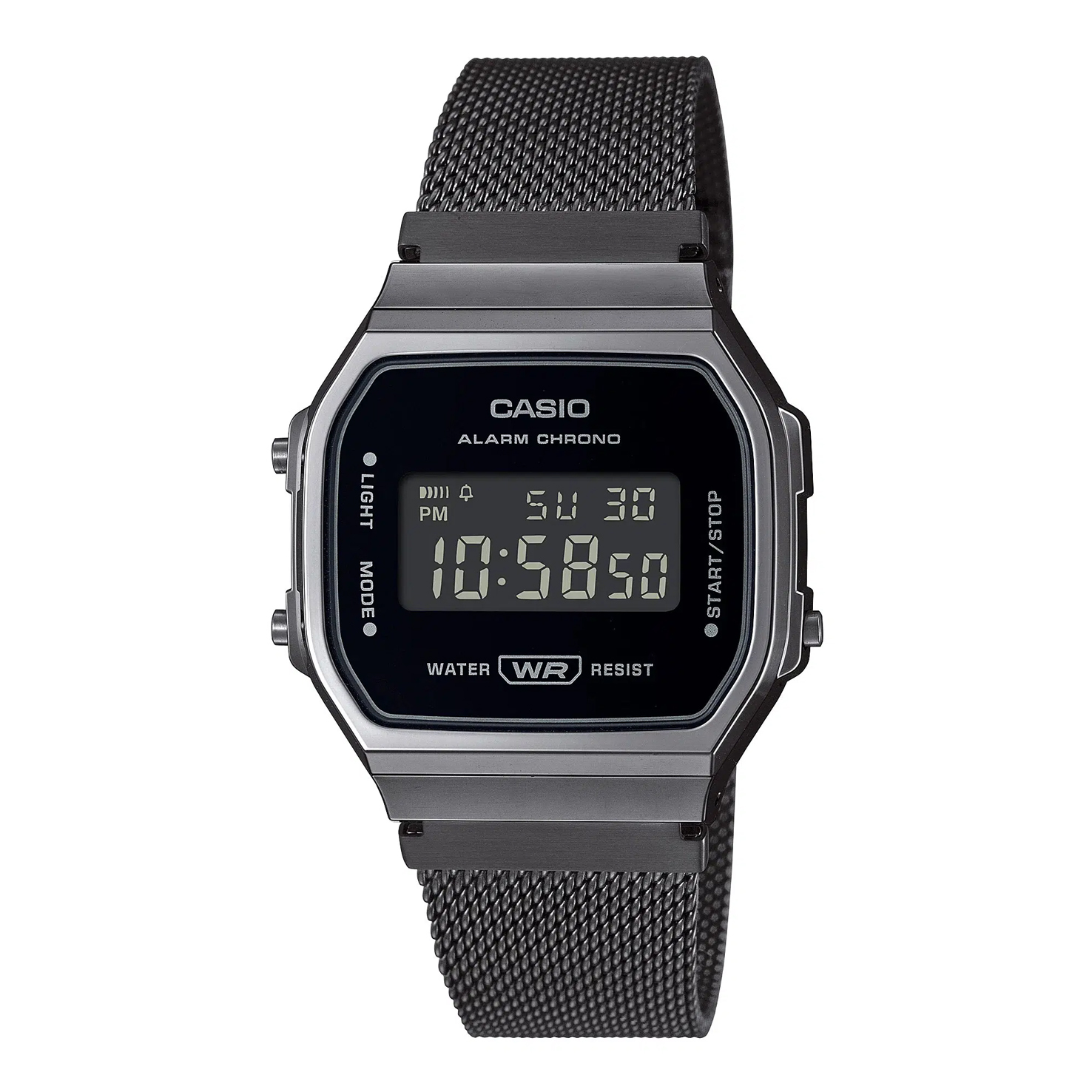 Casio A168WEMB-1B 黑灰 反顯顯示 方形復古跳字錶