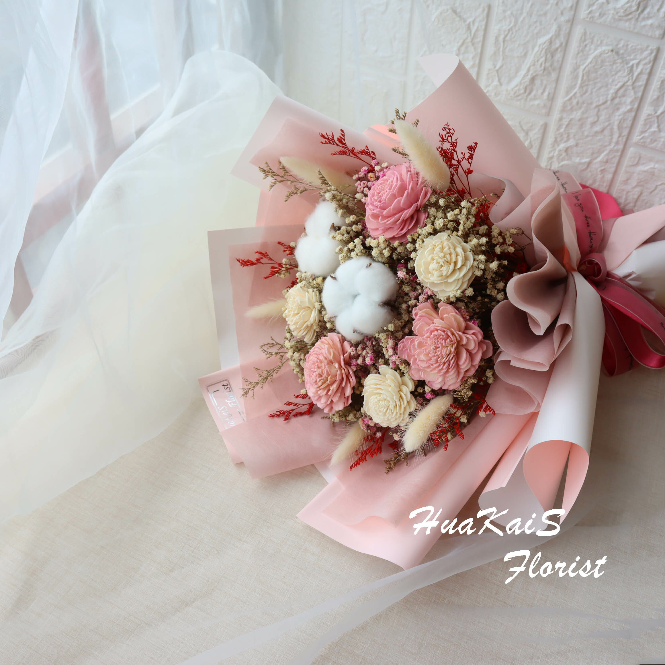 乾燥花束|粉紅索拉|告白花束|情人節花束|母親節花束|乾燥花
