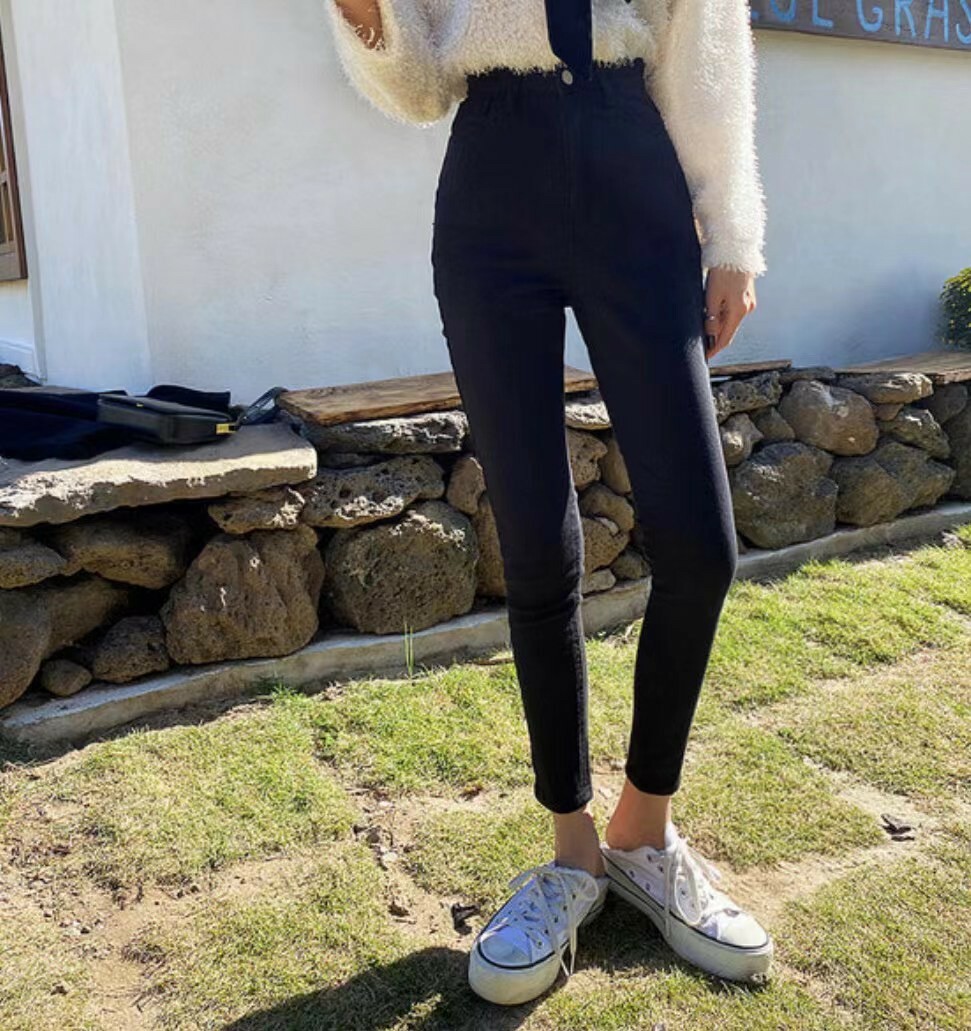 2204038-159基本款單釦高腰貼腿褲  28腰  L號