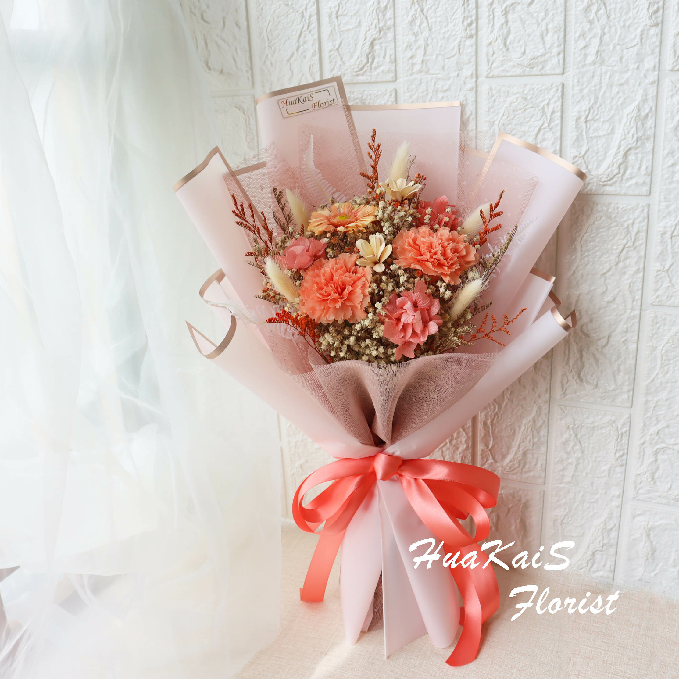 永生花束|康乃馨花束|香檳色|母親節花束|生日花束|母親節禮物