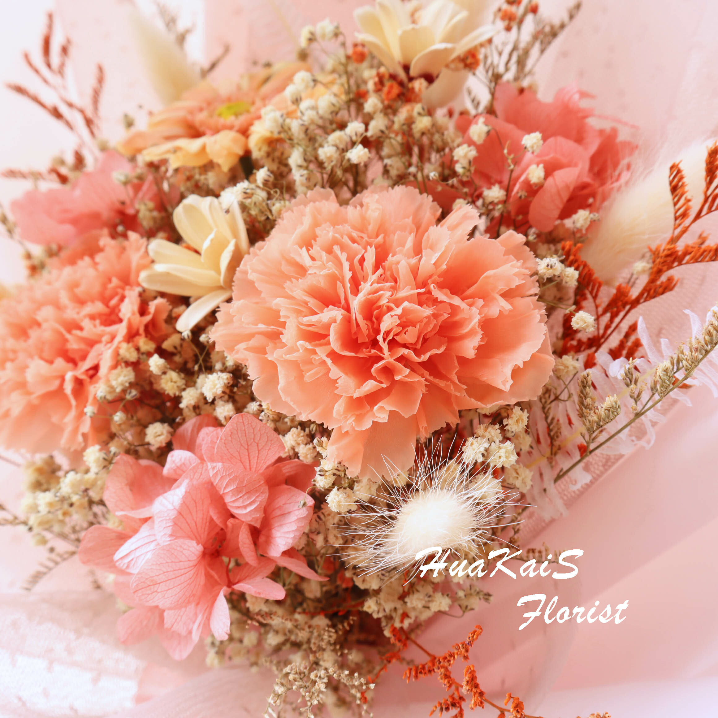 永生花束|康乃馨花束|香檳色|母親節花束|生日花束|母親節禮物