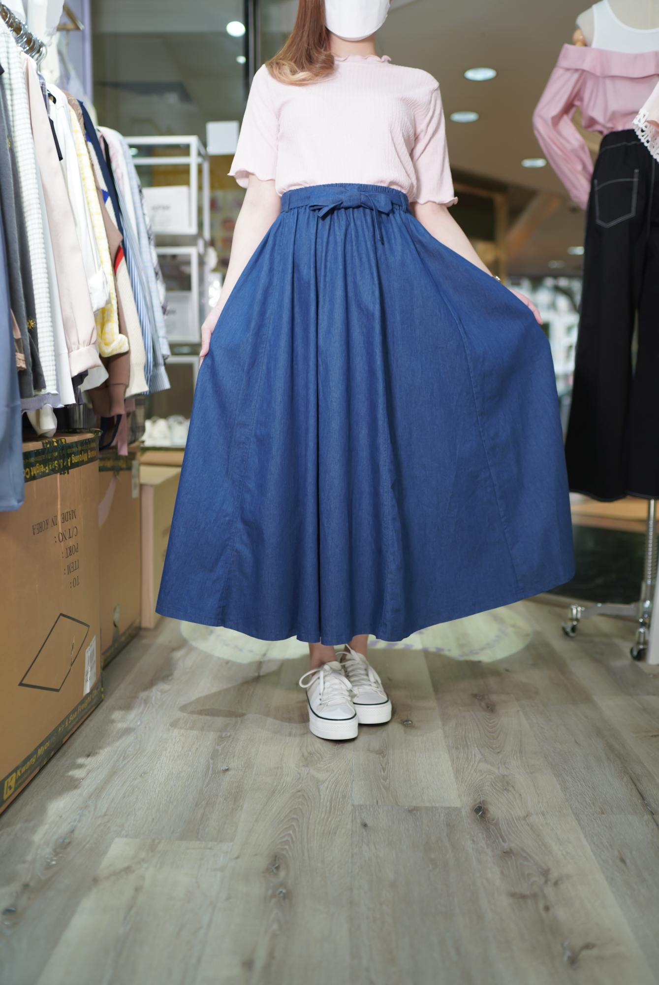 簡約彈性款上衣(12450)&軟牛仔腰筋腰裙(33342)