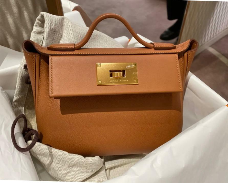 全新HERMES 2424/21 MINI  U 金棕色金扣, EVERCOLOR皮, H082153CPAI ,#BRAND NEW #香榭站正品