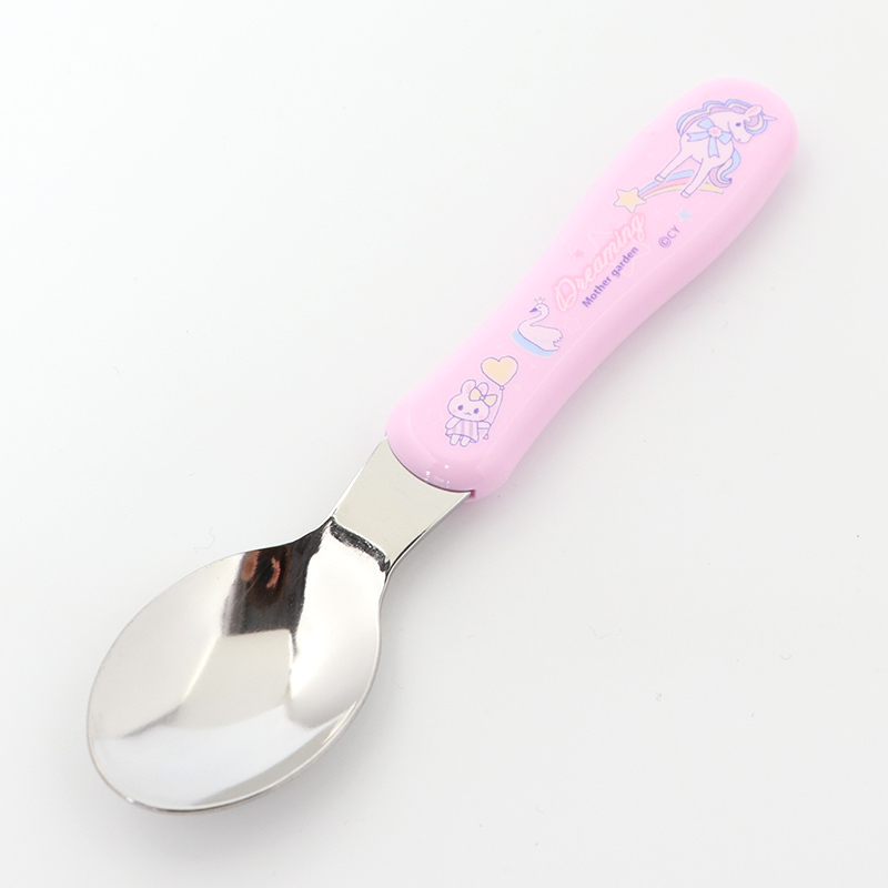 Usamomo萌兔桃桃-餐具 (湯匙/叉子) 粉紅獨角獸