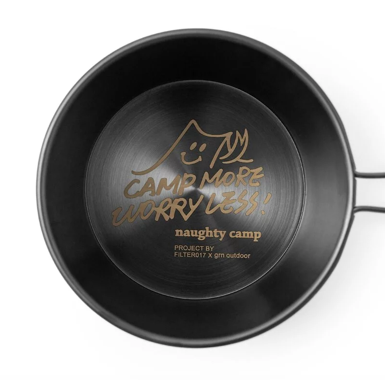 NAUGHTY CAMP x platchamp 日製黑化不鏽鋼提耳碗