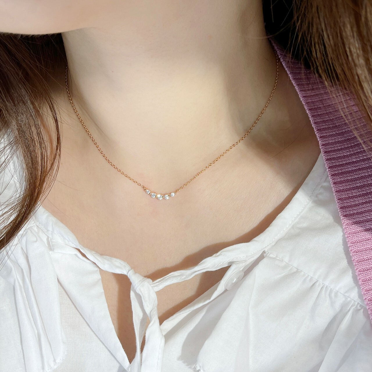 迷人微笑 純銀鎖骨鍊