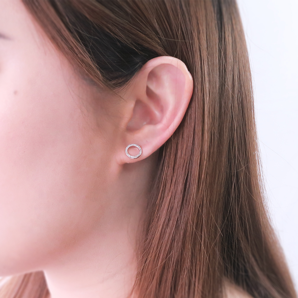 一百分擁抱 美鑽款 925純銀鍍金耳環