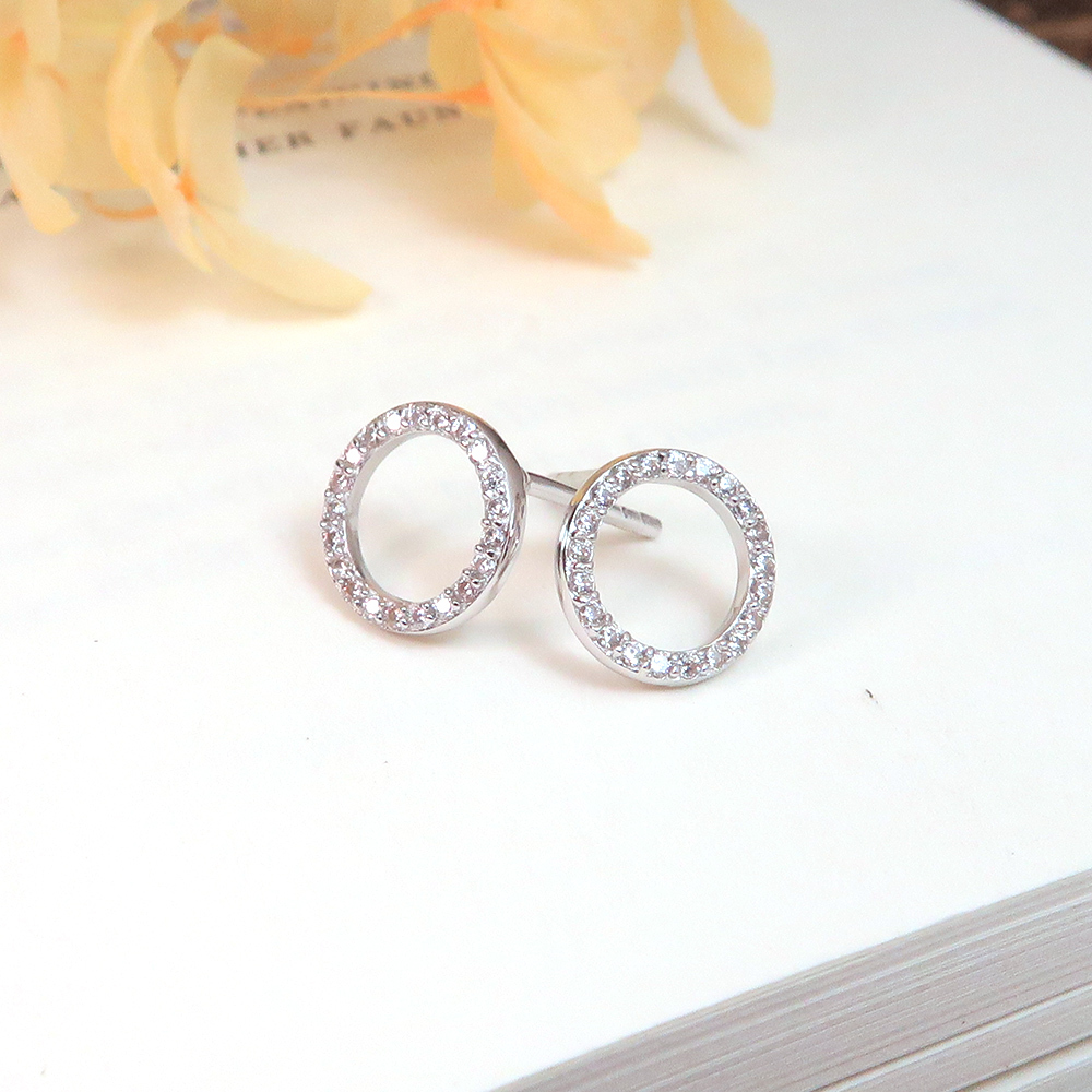 一百分擁抱 美鑽款 925純銀鍍金耳環