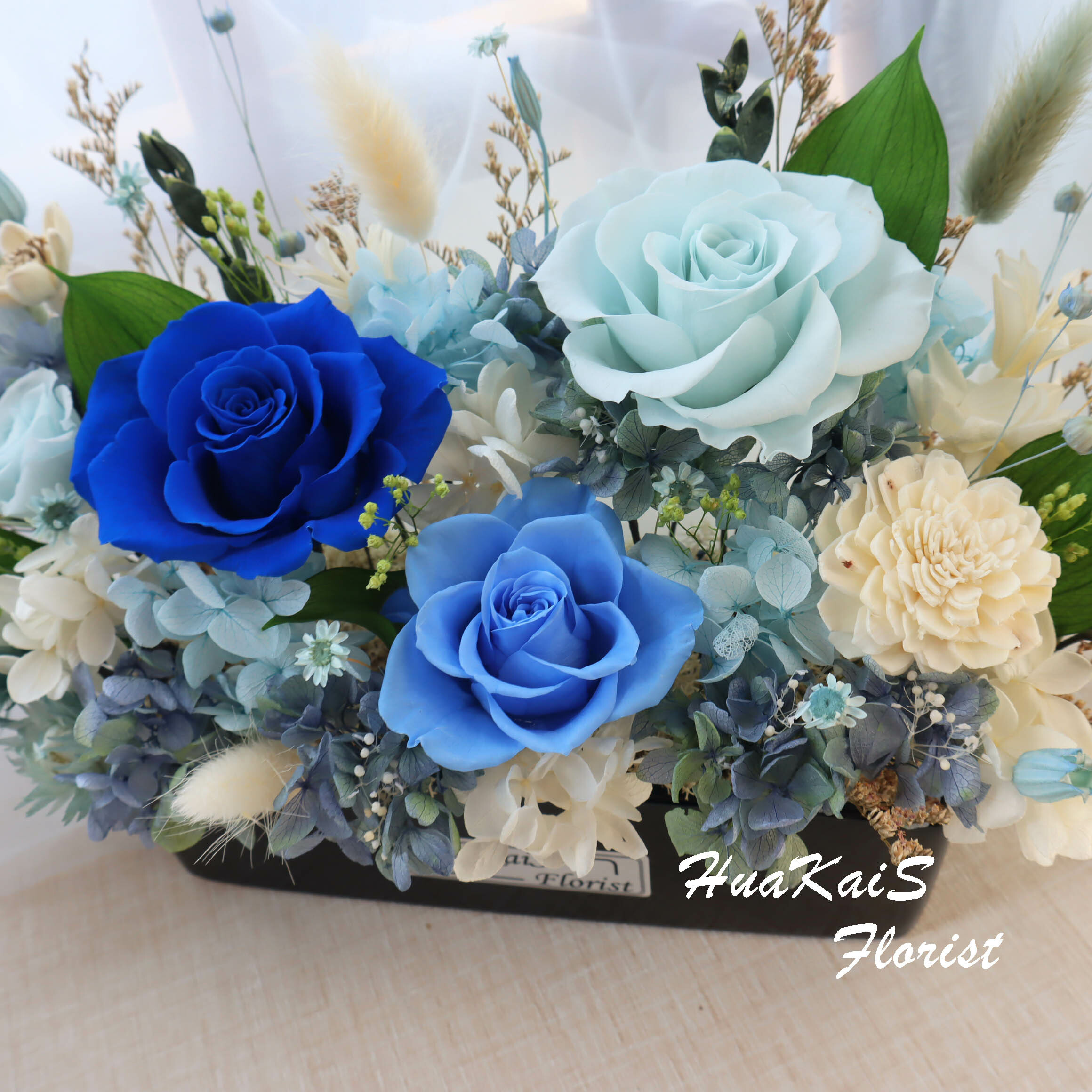經典款桌花-沉靜藍|開幕賀禮|喬遷新居|永生桌花|祝賀花禮