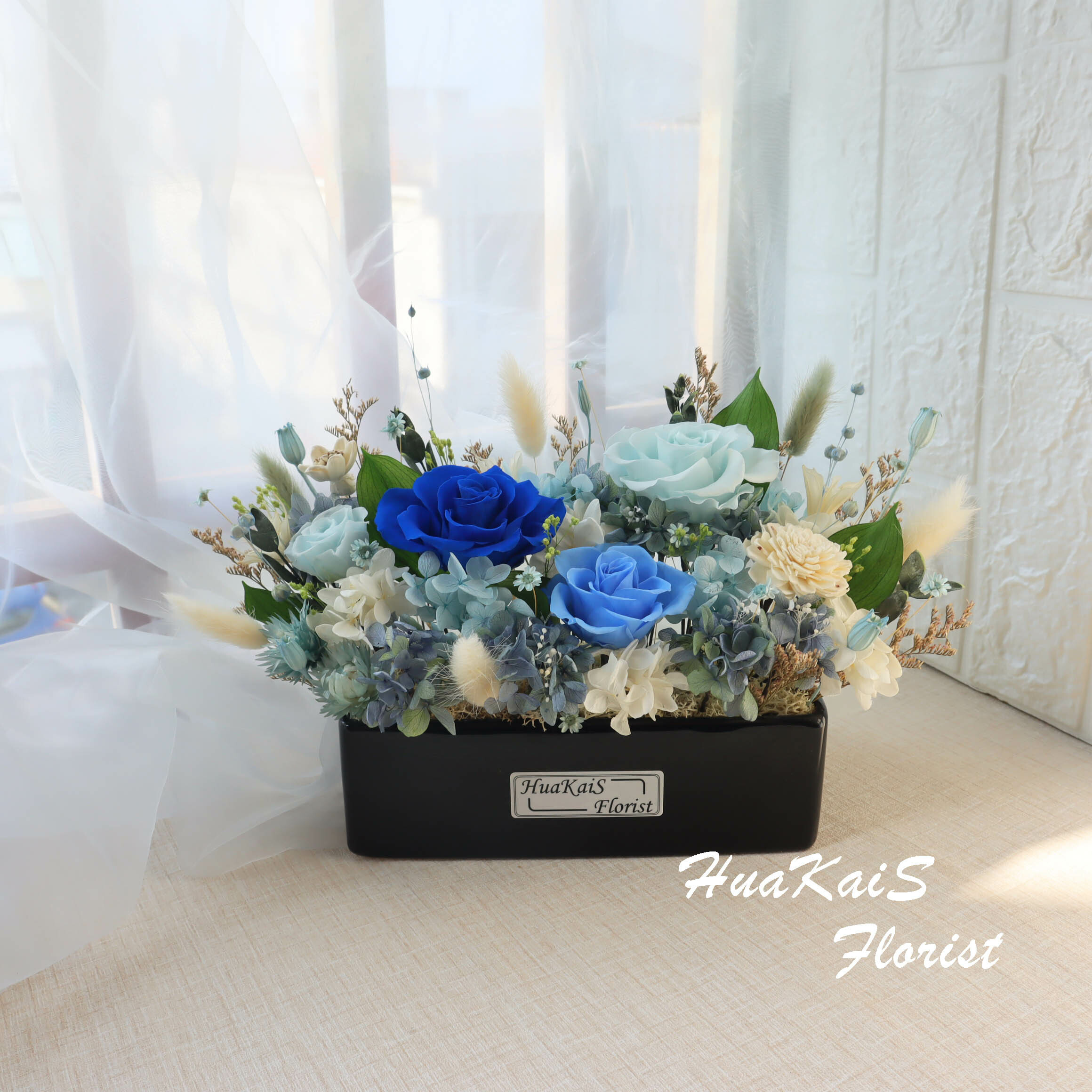 經典款桌花-沉靜藍|開幕賀禮|喬遷新居|永生桌花|祝賀花禮