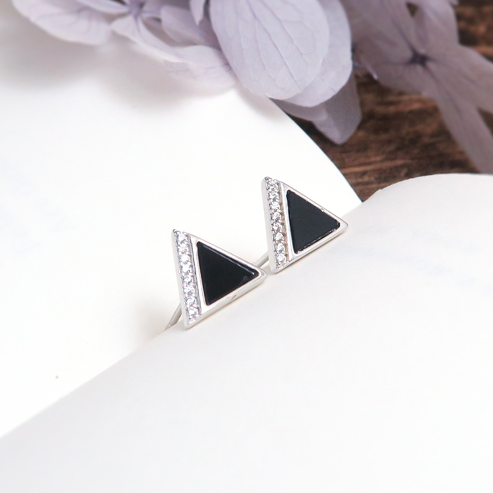 冬季大三角 美鑽款 925純銀鍍金耳環