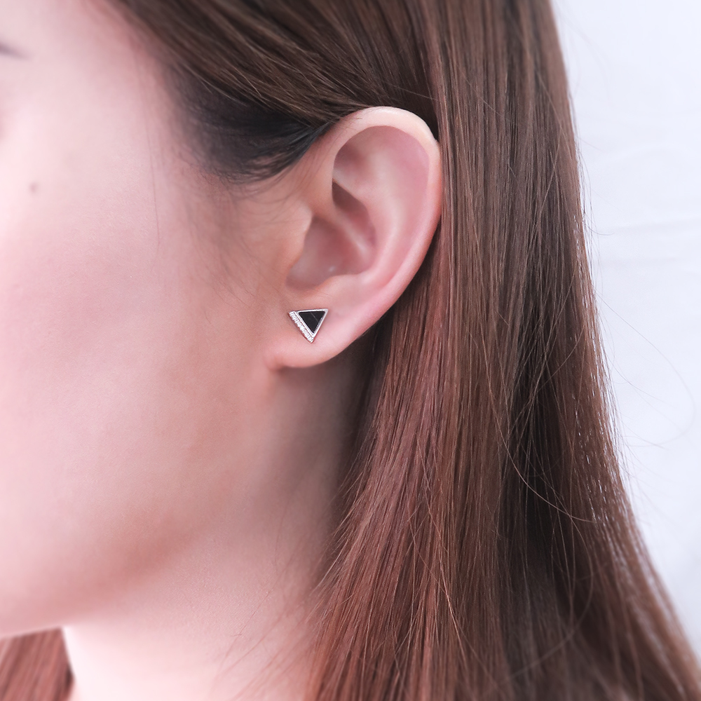 冬季大三角 美鑽款 925純銀鍍金耳環