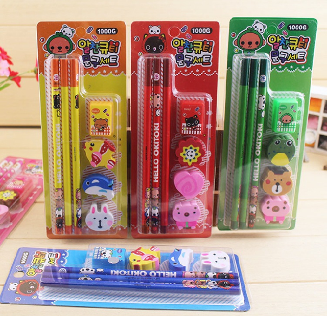 韓版創意動物橡皮鉛筆組合文具套裝 POP38