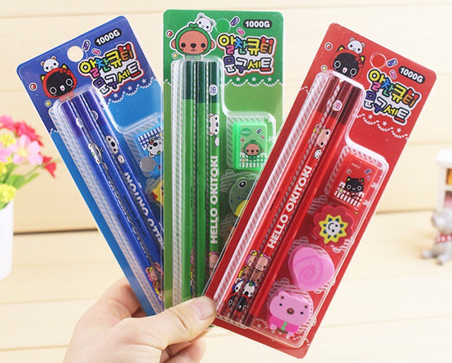 韓版創意動物橡皮鉛筆組合文具套裝 POP38