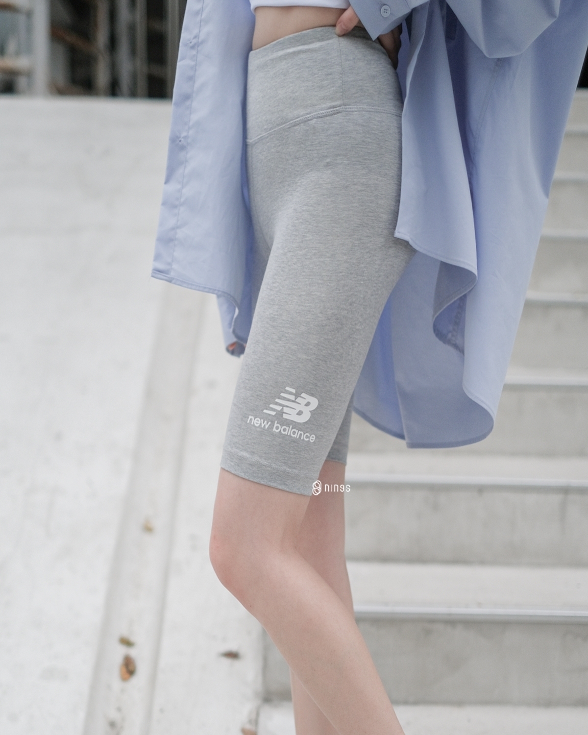 【零碼】NEW BALANCE 單車褲 淺灰 NBLGR