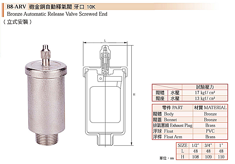 砲金銅-自動釋氣閥