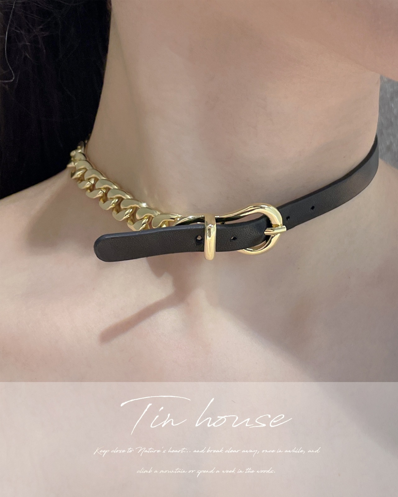 金屬鍊條皮革頸鍊